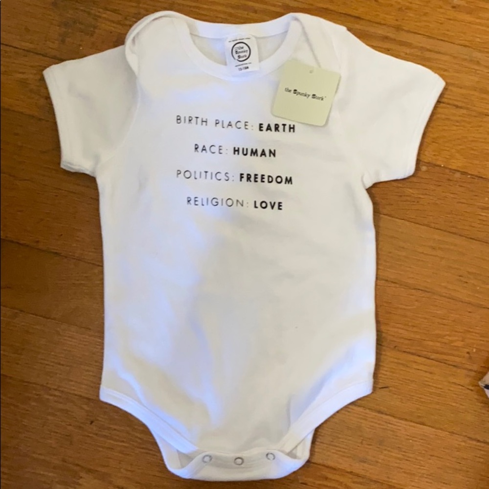 NWT The Spunky Stork Onesie  12- 18 months